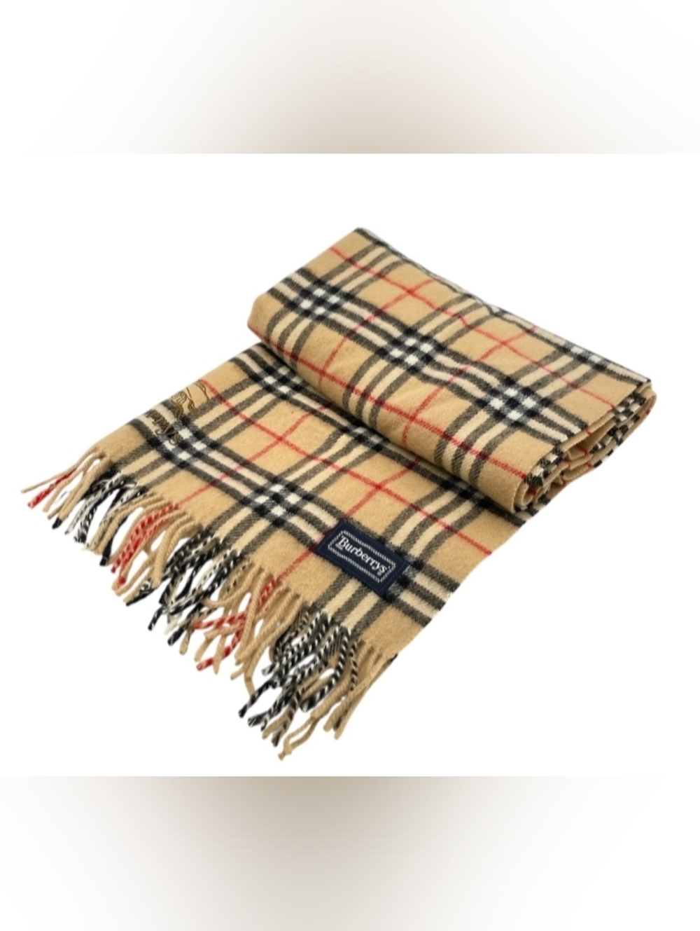 SALE! Authentic Burberry Nova Check 100% Wool Fringe Vintage Scarf W Box - Picture 8 of 14